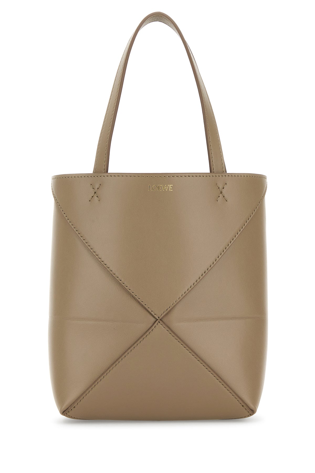 Loewe Borsa a mano Puzzle Fold mini in pelle beige