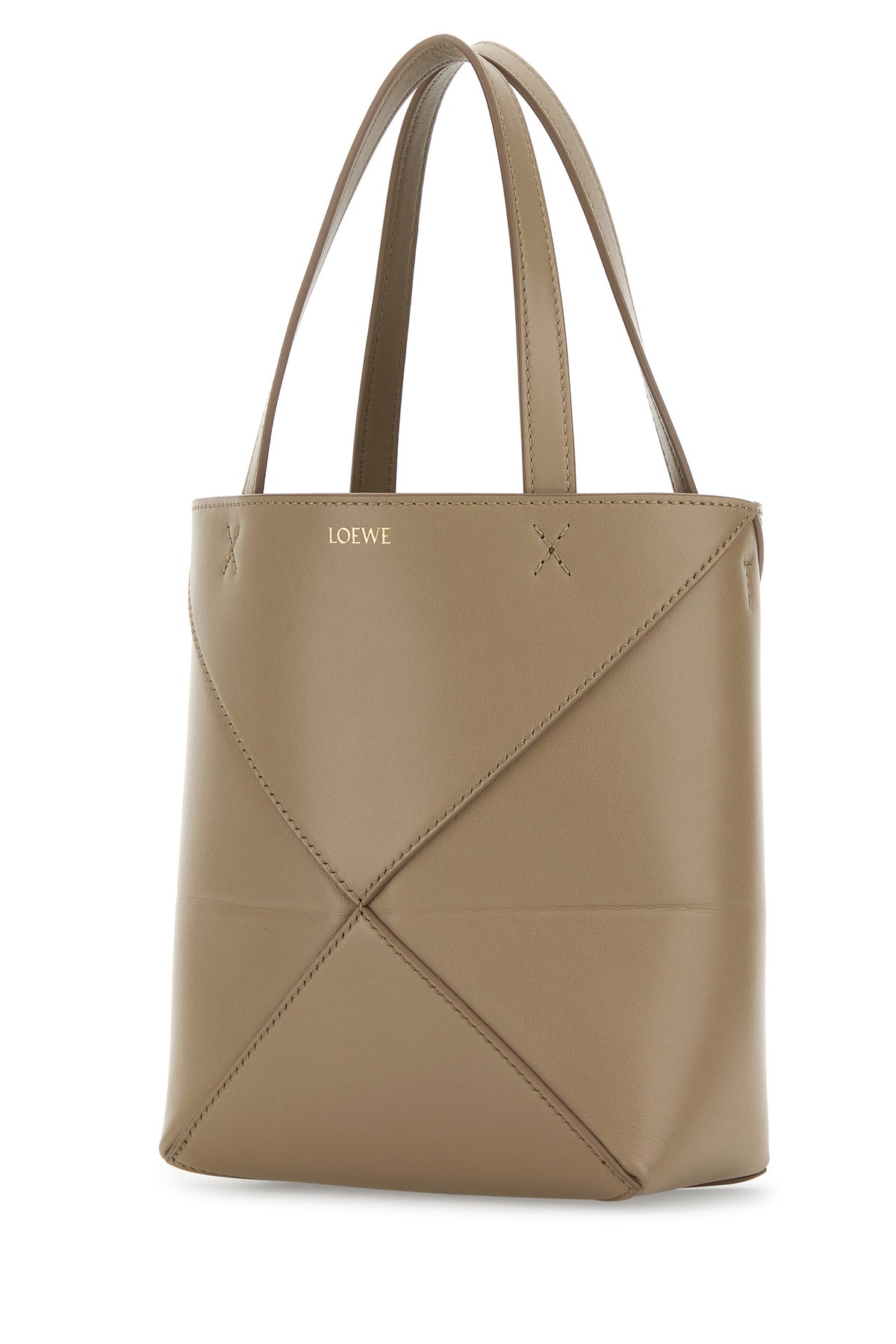 Loewe Borsa a mano Puzzle Fold mini in pelle beige, view 2