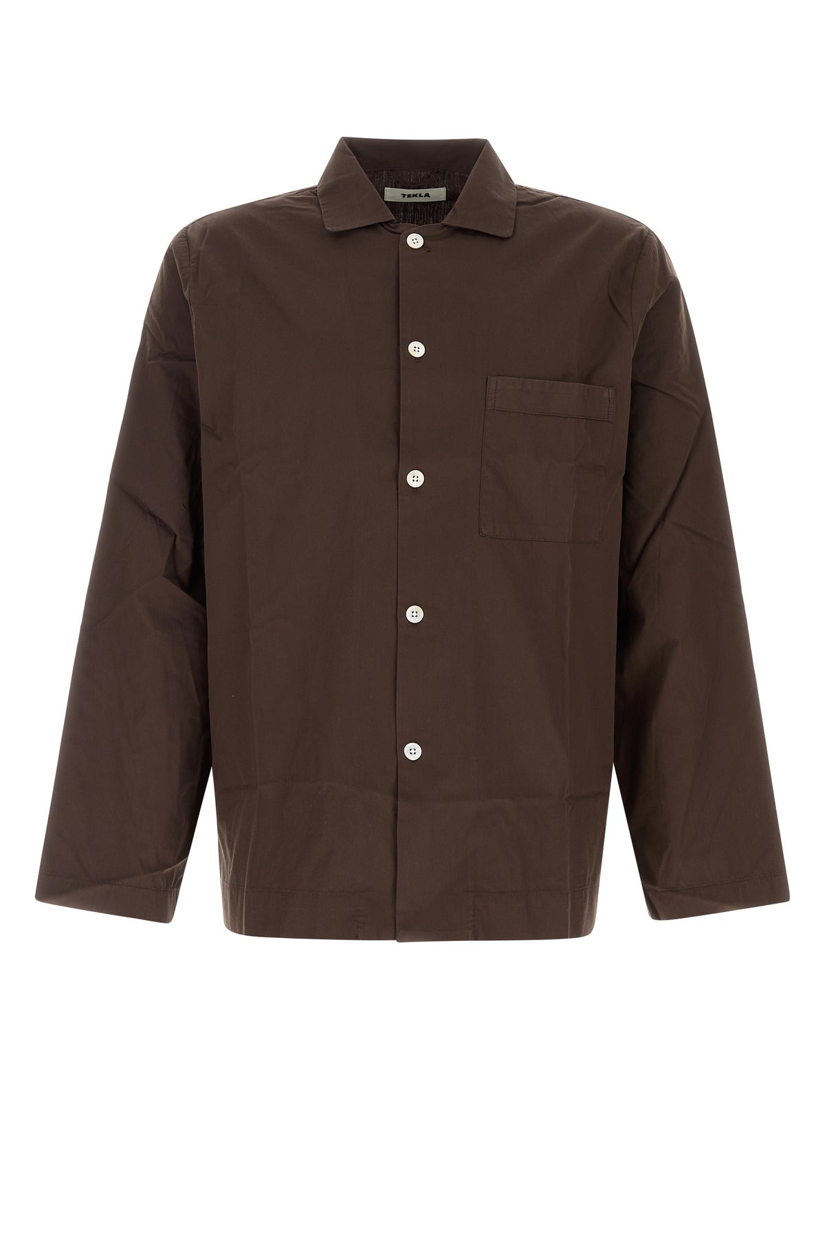 TEKLA Camicia in popeline marrone