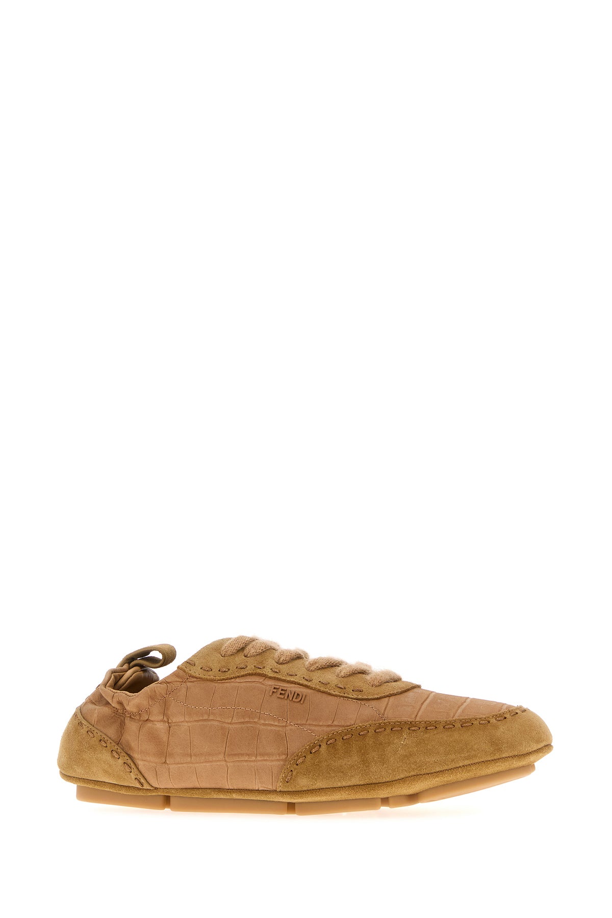 Fendi Sneakers Fendi Fit in pelle e pelle scamosciata cammello, view 2