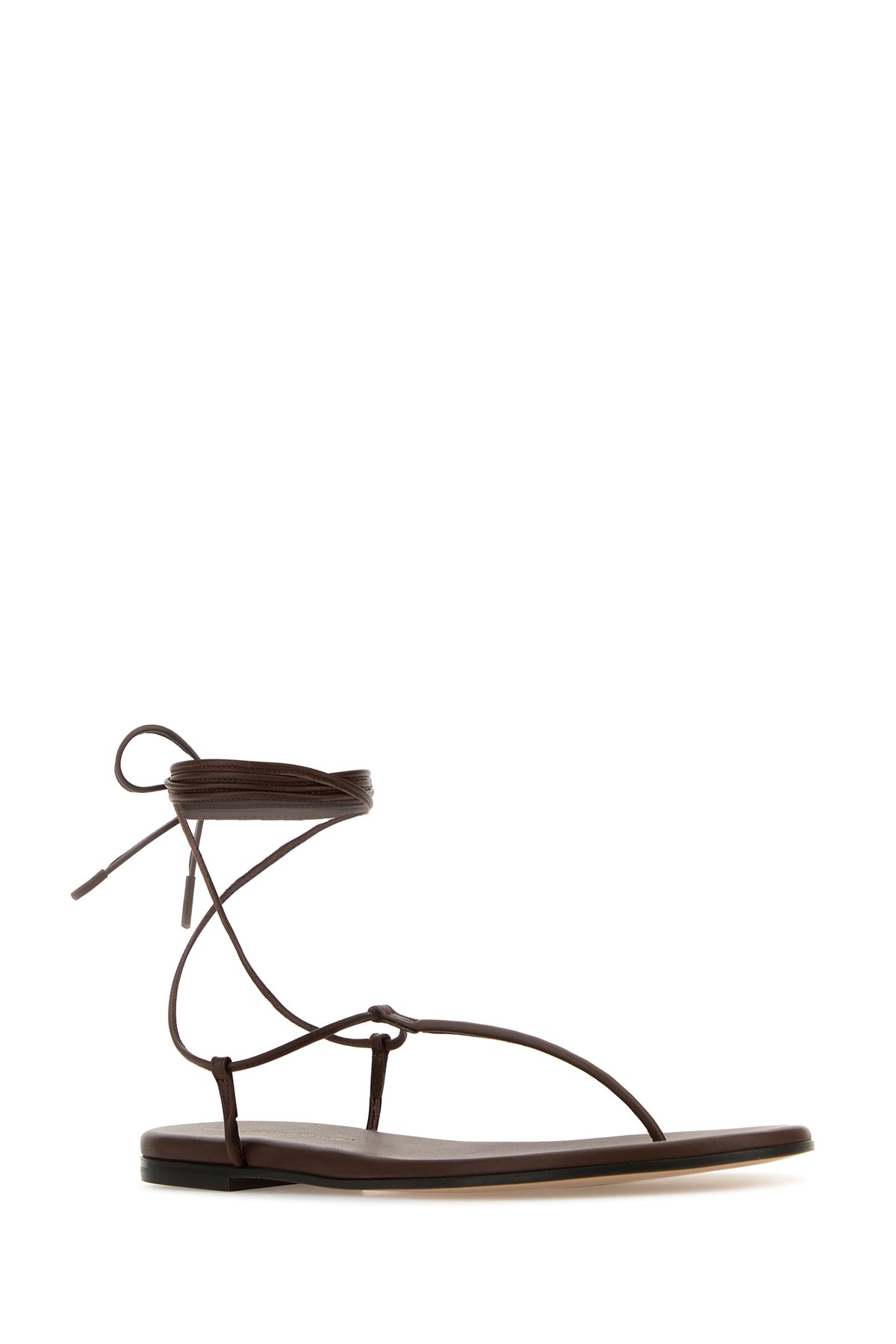 GIANVITO ROSSI Sandali infradito Gwyneth in nappa marrone, view 2