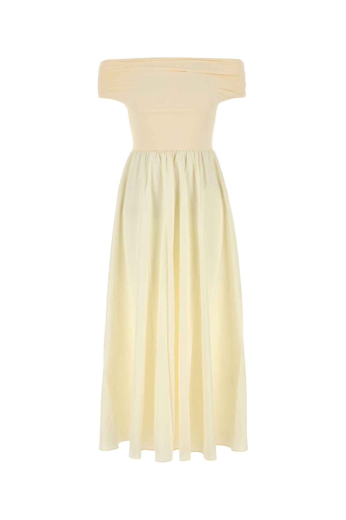 AMOTEA Abito Dora crema in nylon stretch e cotone