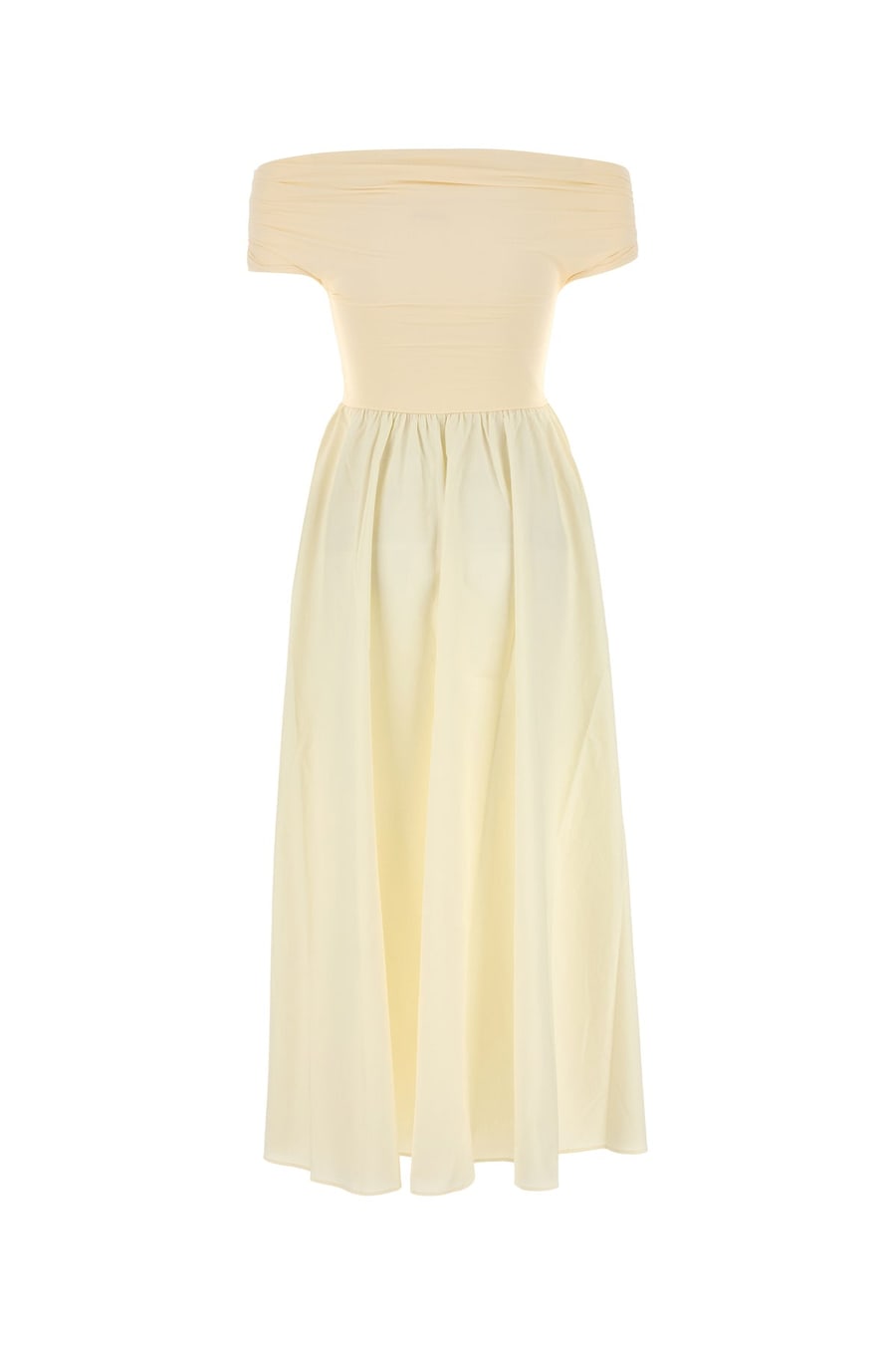AMOTEA Abito Dora crema in nylon stretch e cotone, view 2