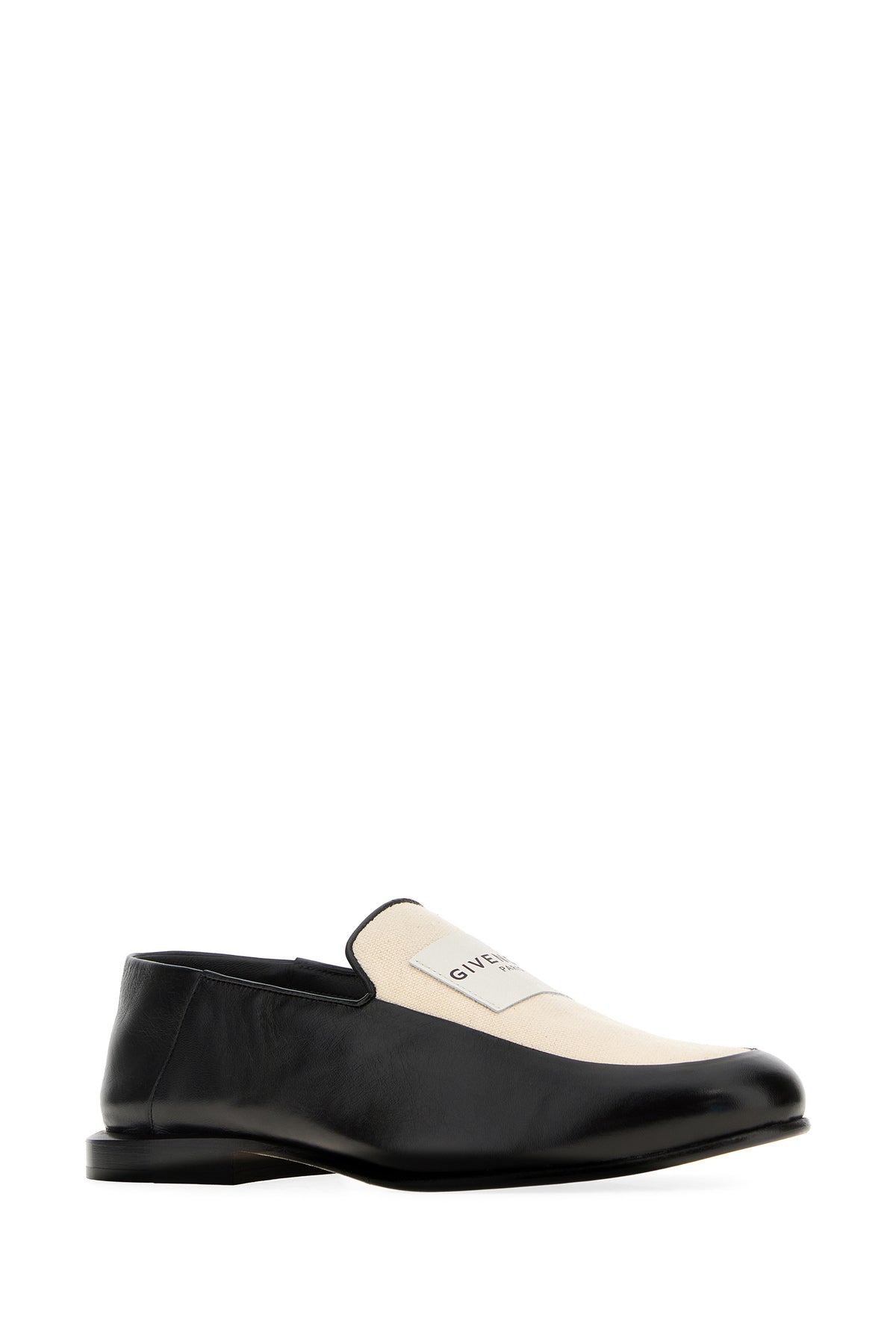 Givenchy Mocassini Label bicolor in pelle e tela, view 2
