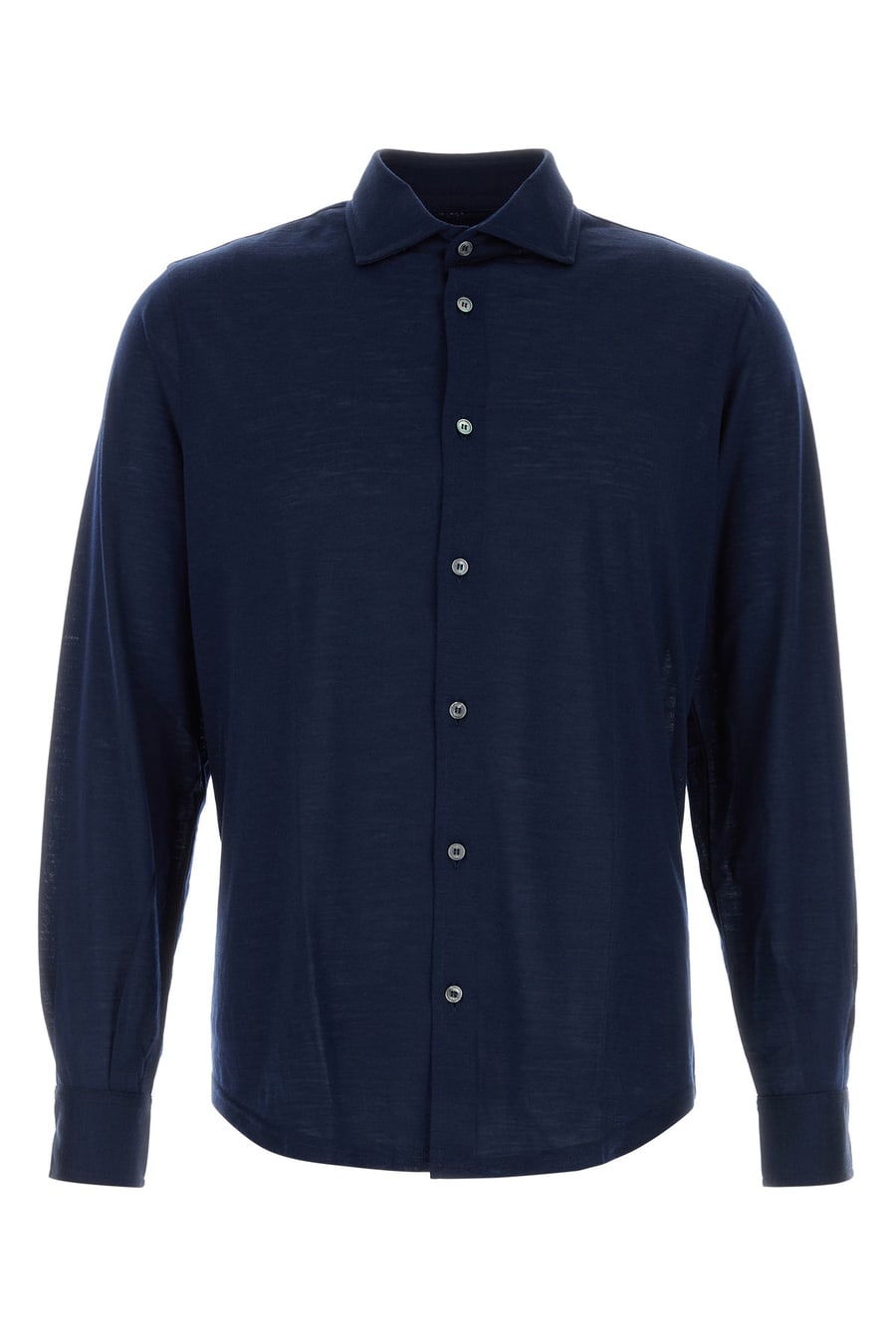 FEDELI Camicia in lana blu navy