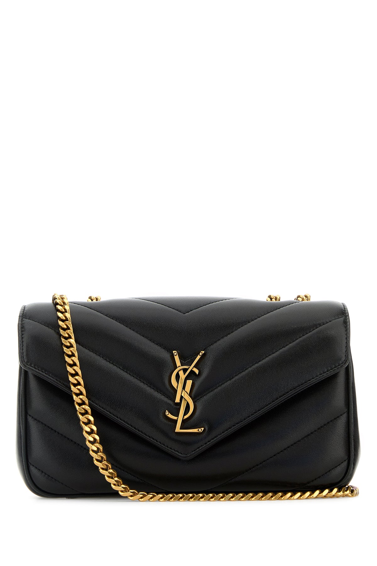 Saint Laurent Borsa a spalla LouLou piccola in pelle nera