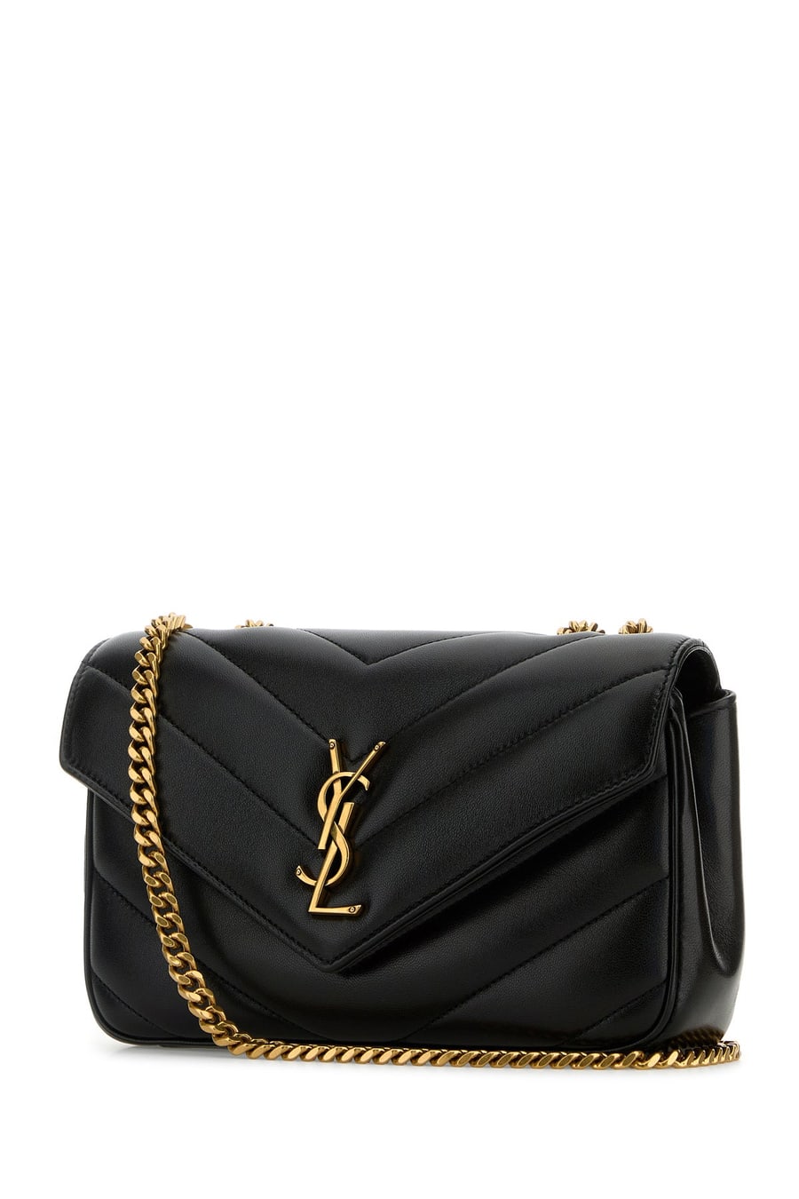 Saint Laurent Borsa a spalla LouLou piccola in pelle nera, view 2