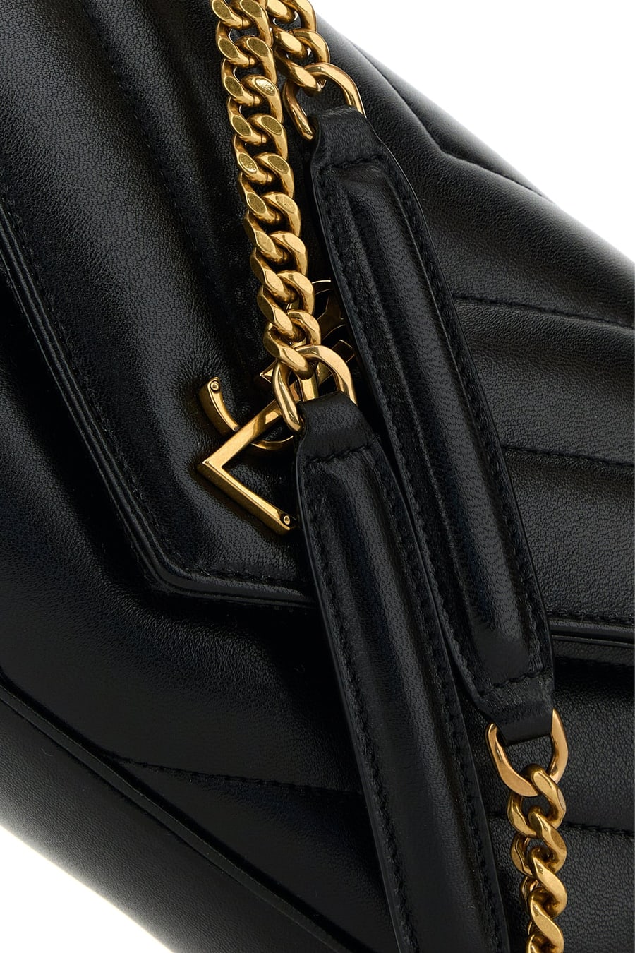 Saint Laurent Borsa a spalla LouLou piccola in pelle nera, view 4