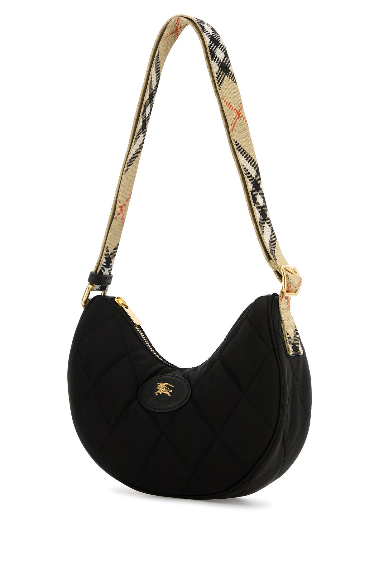 Burberry Borsa a tracolla Horseshoe in nylon nero, view 2