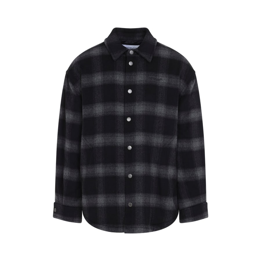 Off-White Off-White Flannel Wool Overshirt Padded Coat, view 2