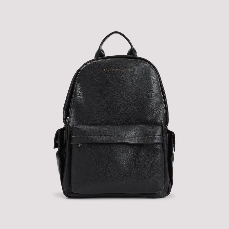 Brunello Cucinelli Brunello Cucinelli Grained Leather Backpack, view 3