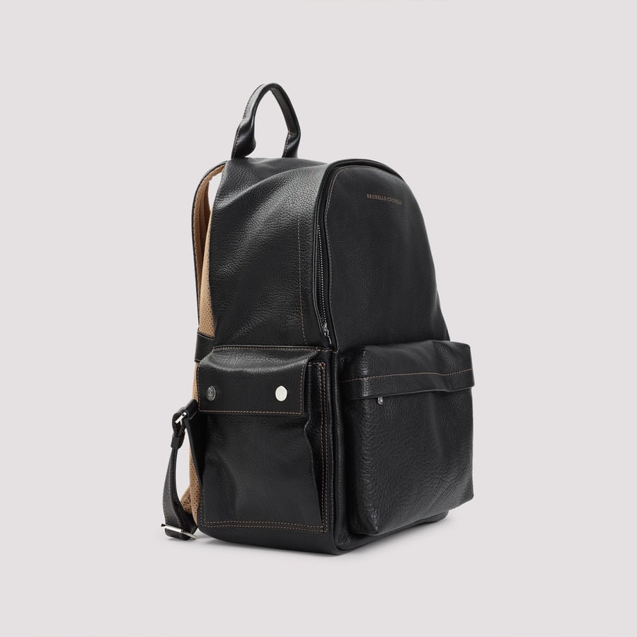 Brunello Cucinelli Brunello Cucinelli Grained Leather Backpack, view 4
