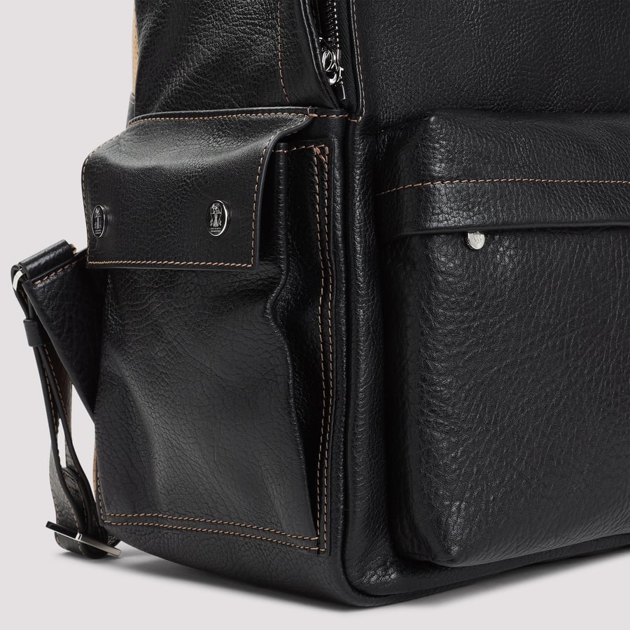 Brunello Cucinelli Brunello Cucinelli Grained Leather Backpack, view 6