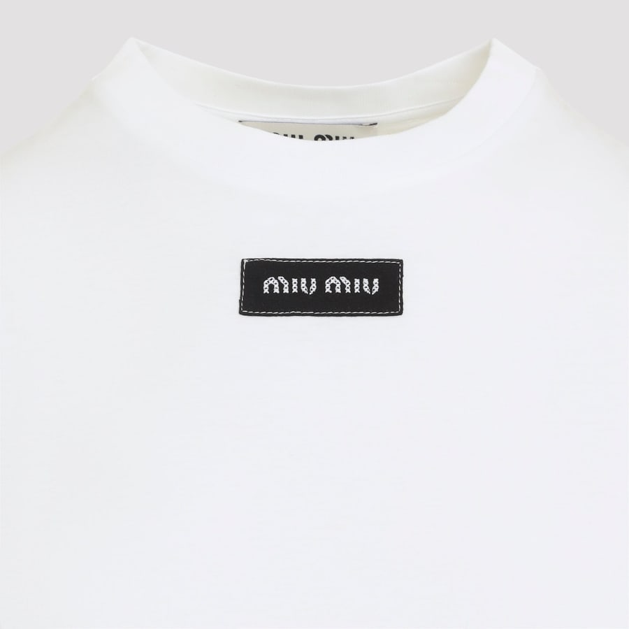 Miu Miu Miu Miu Logo Patch T-Shirt, view 5