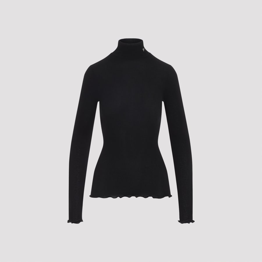 Prada Prada Ribbed Knit Turtleneck Top, view 3