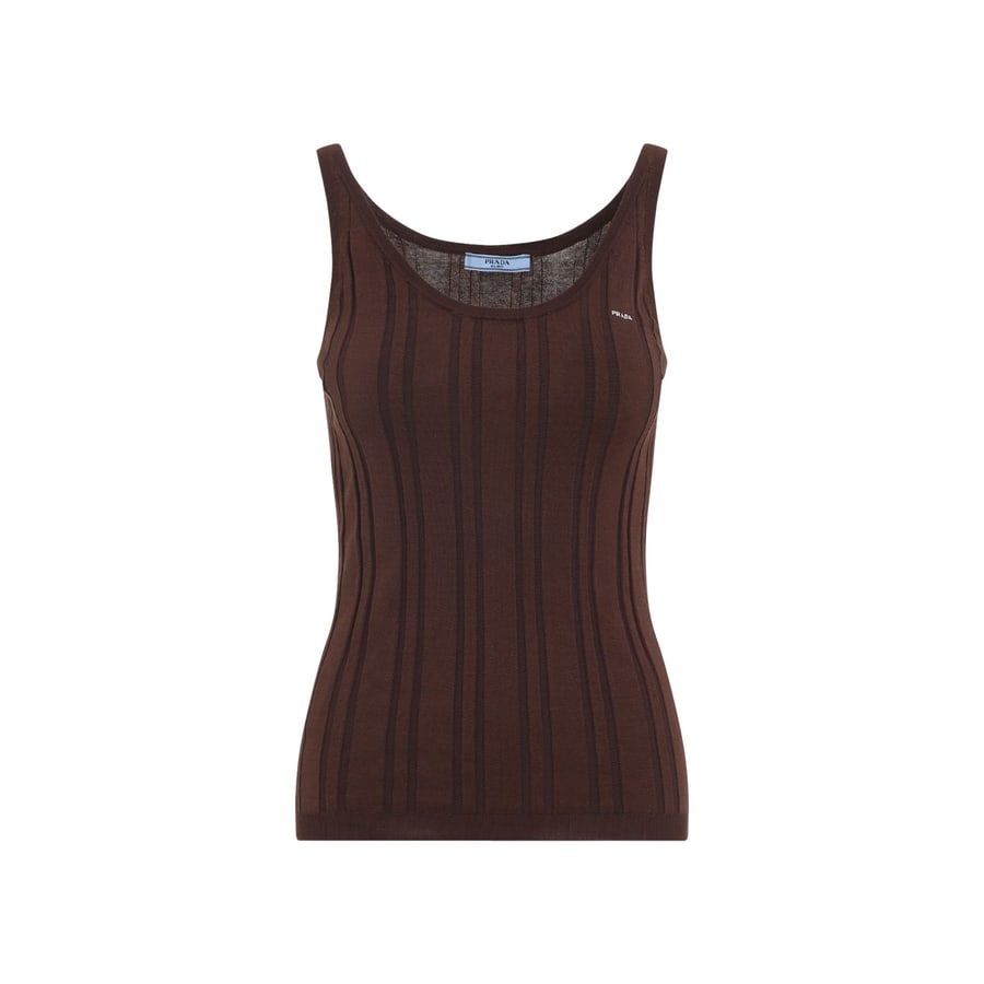 Prada Prada Ribbed Knit Tank Top, view 2