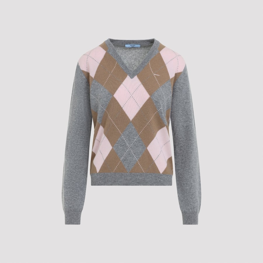 Prada Prada Argyle V-Neck Sweater