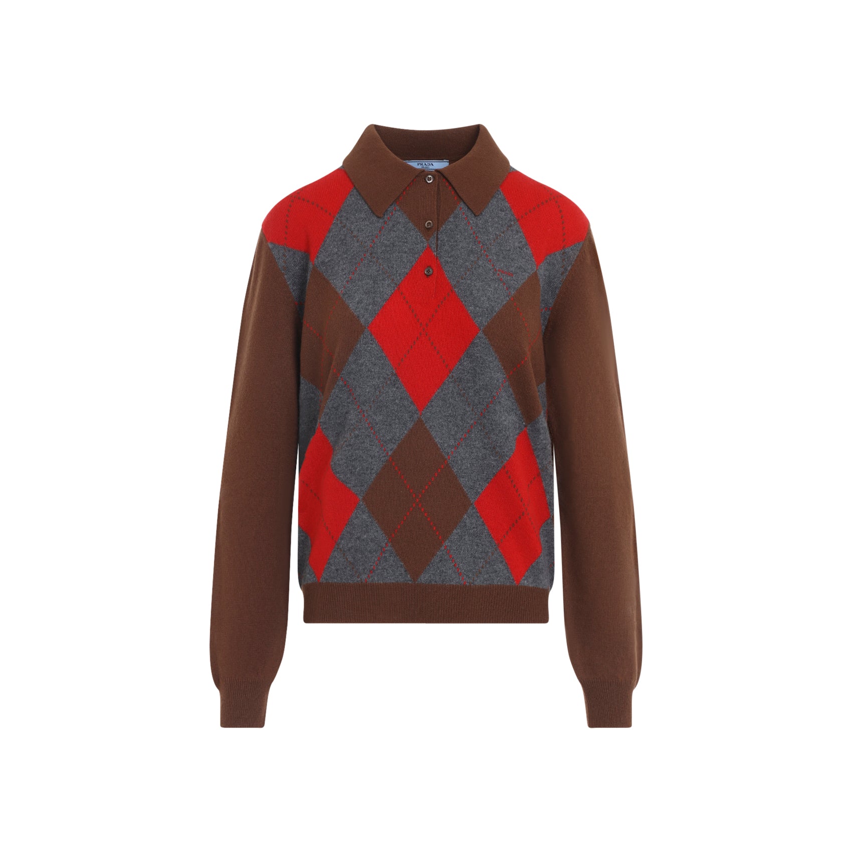 Prada Prada Argyle Knit Polo Sweater, view 2