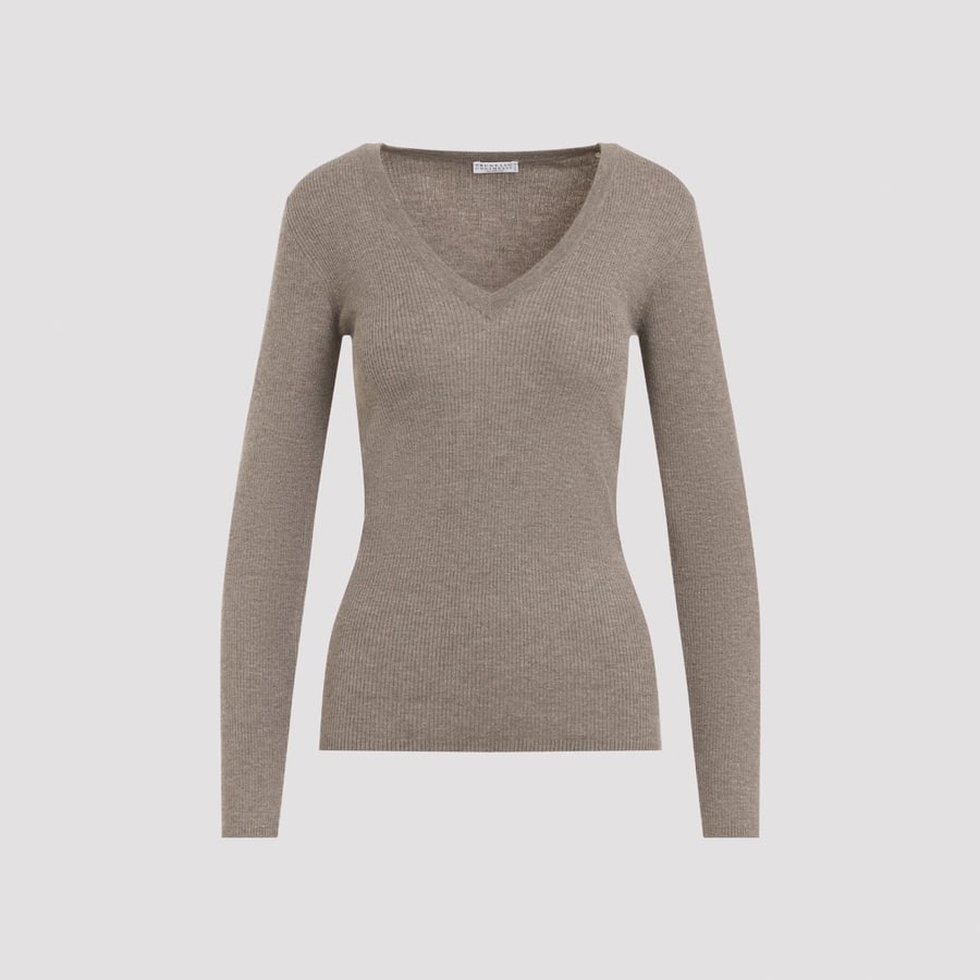 Brunello Cucinelli Brunello Cucinelli Ribbed V-Neck Sweater, view 3