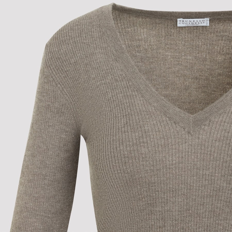Brunello Cucinelli Brunello Cucinelli Ribbed V-Neck Sweater, view 5