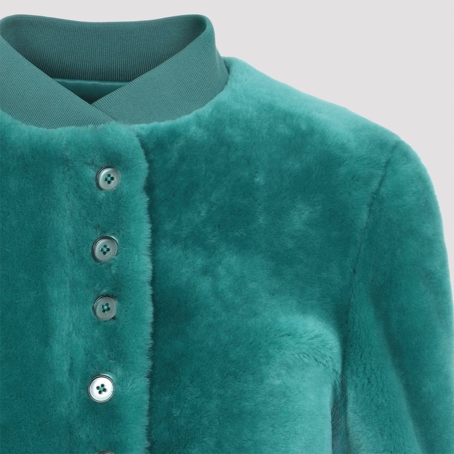Alexander McQueen Alexander McQueen Cropped Shearling Bomber Jacket, view 5