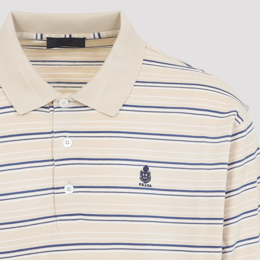 Prada Prada Striped Piqué Polo, view 5