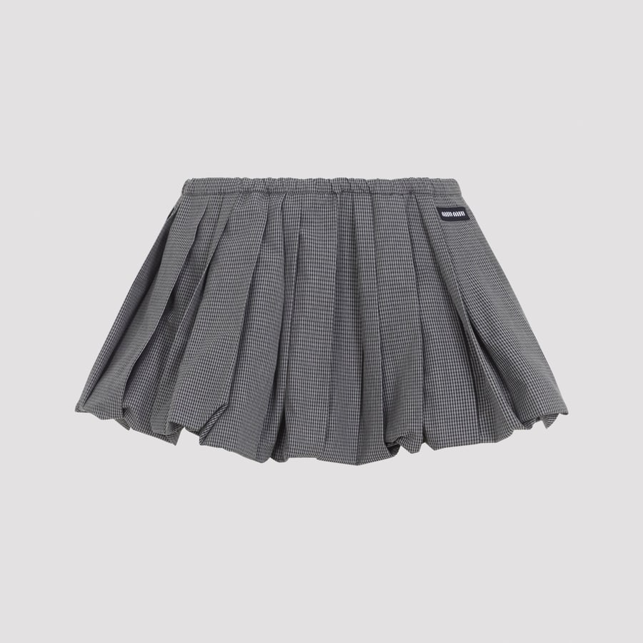 Miu Miu Miu Miu Plissé Check Mini Skirt, view 3
