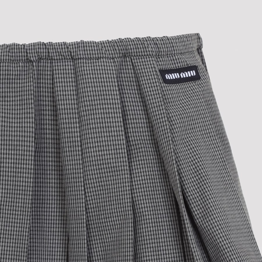 Miu Miu Miu Miu Plissé Check Mini Skirt, view 5