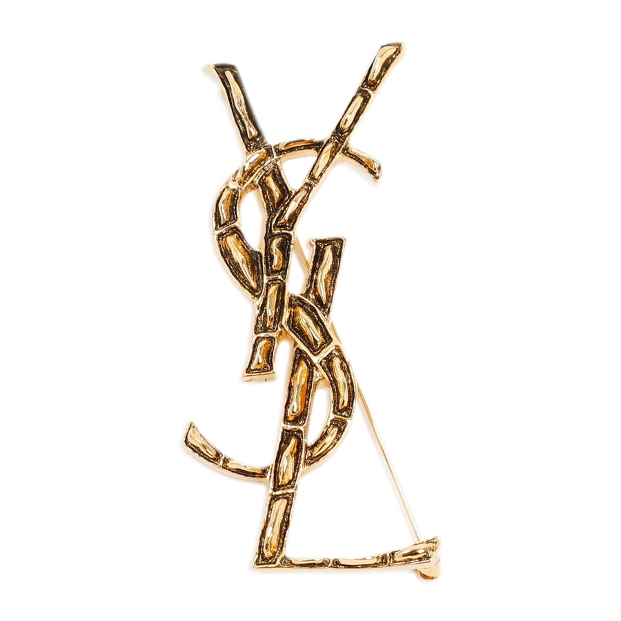 Saint Laurent Opyum Textured Coco Brooch, view 2