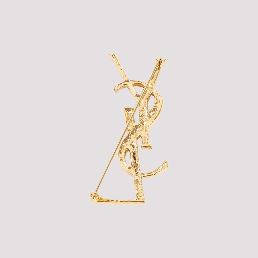 Saint Laurent Opyum Textured Coco Brooch, view 4