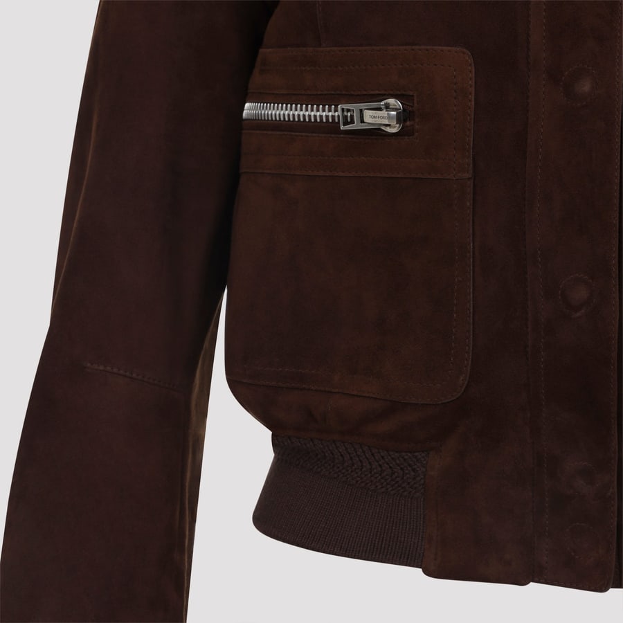 Tom Ford Tom Ford Lamb Suede Bomber Jacket, view 6