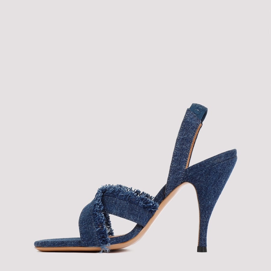 Off-White Off White Curvy Heel Denim Sandal, view 4