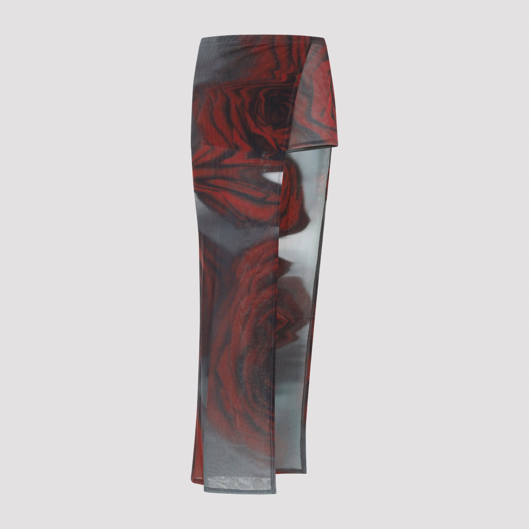 JEAN PAUL GAULTIER Jean Paul Gaultier Blurry Roses Asymmetric Midi Skirt