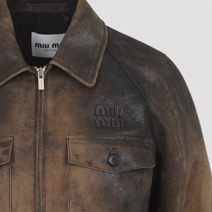 Miu Miu Miu Miu Lamb Leather Jacket, view 6