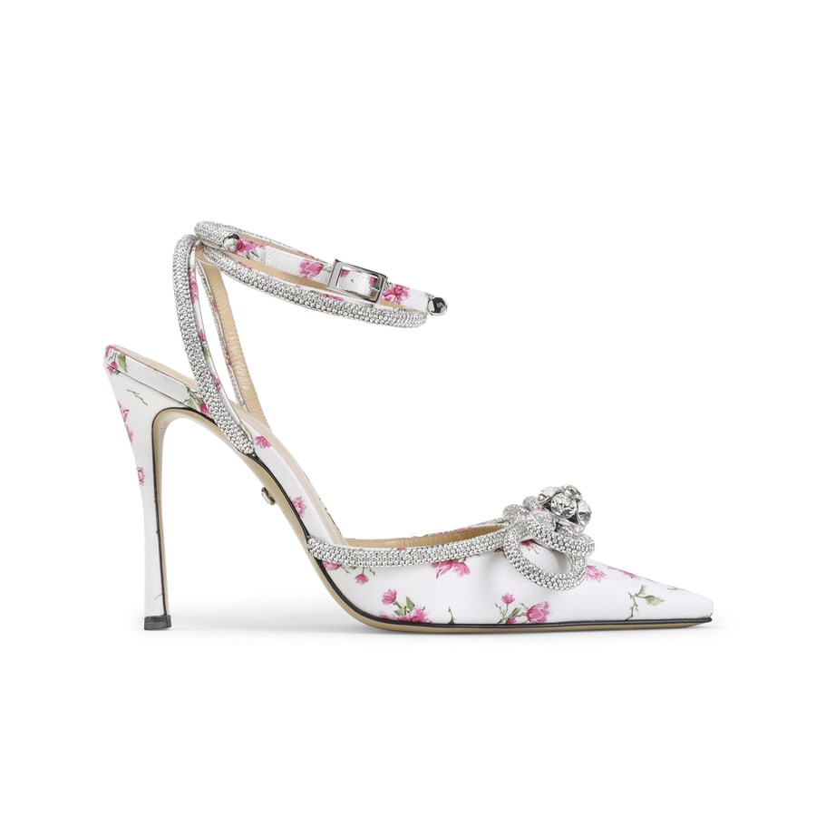MACH & MACH Mach & Mach Double Bow Cheri Floral Satin High Heels Sandals, view 2