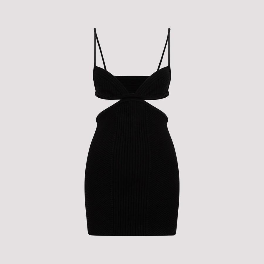 Off-White Off White Cut Out Ribbed Mini Dress