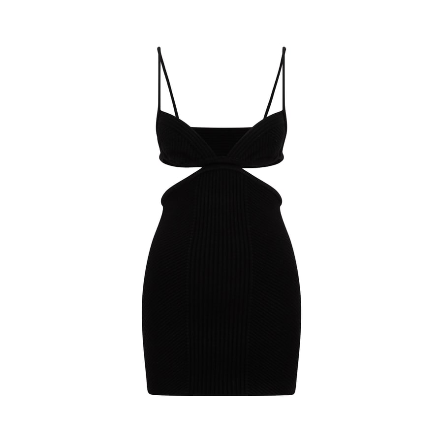 Off-White Off White Cut Out Ribbed Mini Dress, view 2