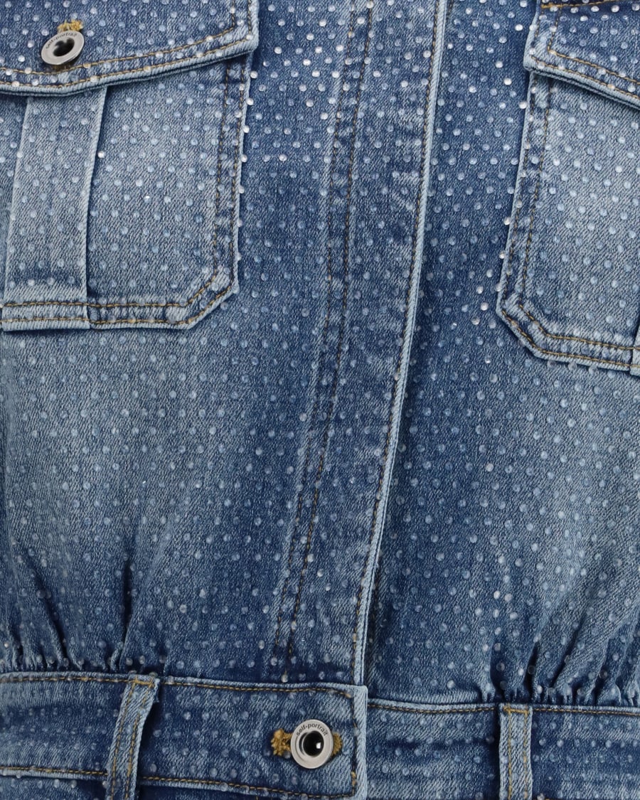 self-portrait Rhinestone denim Jacket, view 5