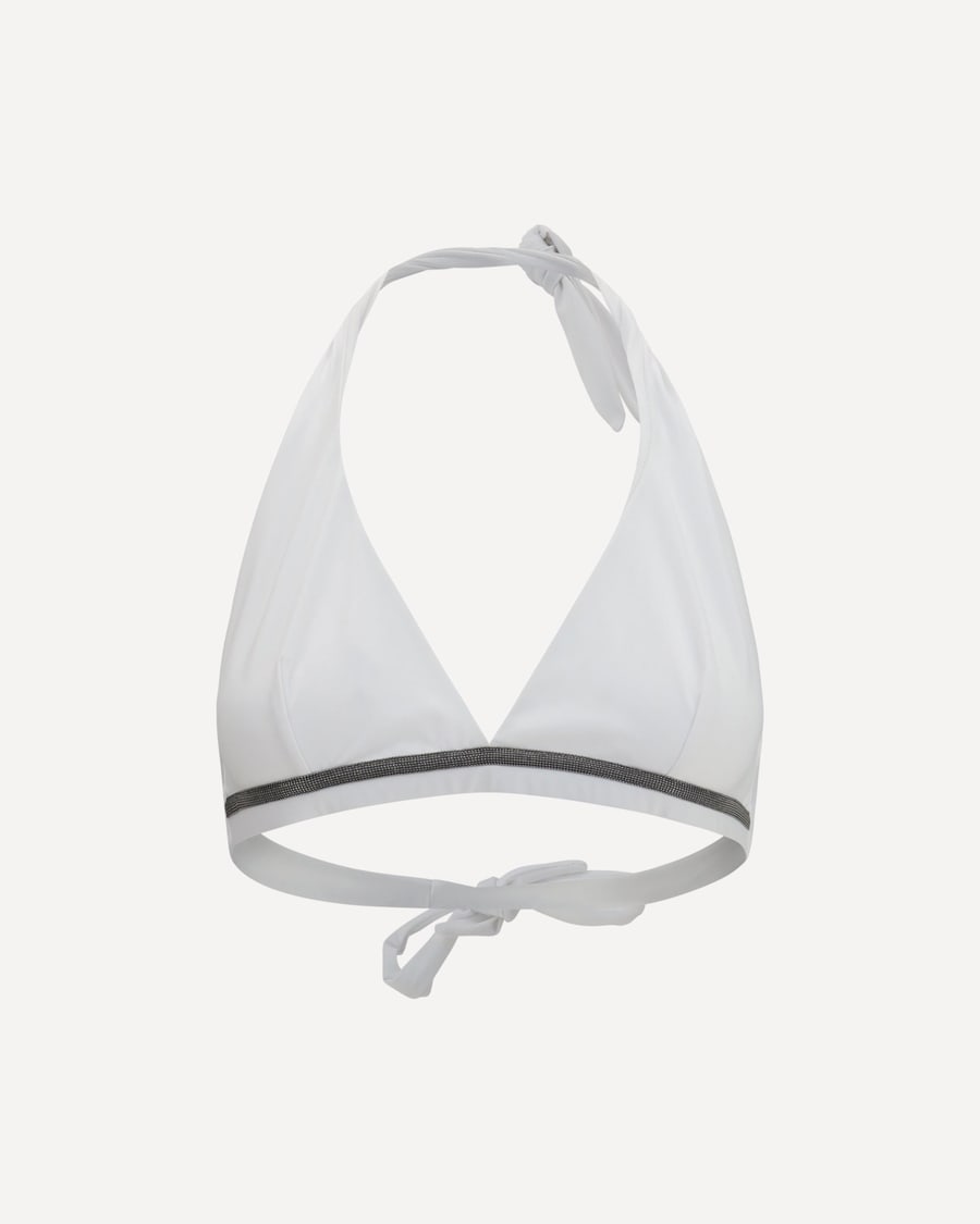 Brunello Cucinelli Tech jersey Bikini Top with monili, view 3