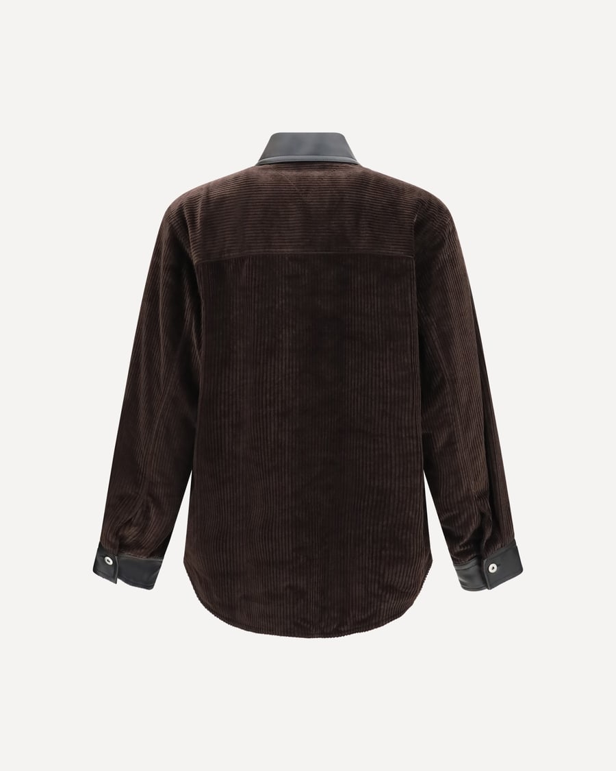 Bottega Veneta Corduroy Jacket with leather collar, view 4