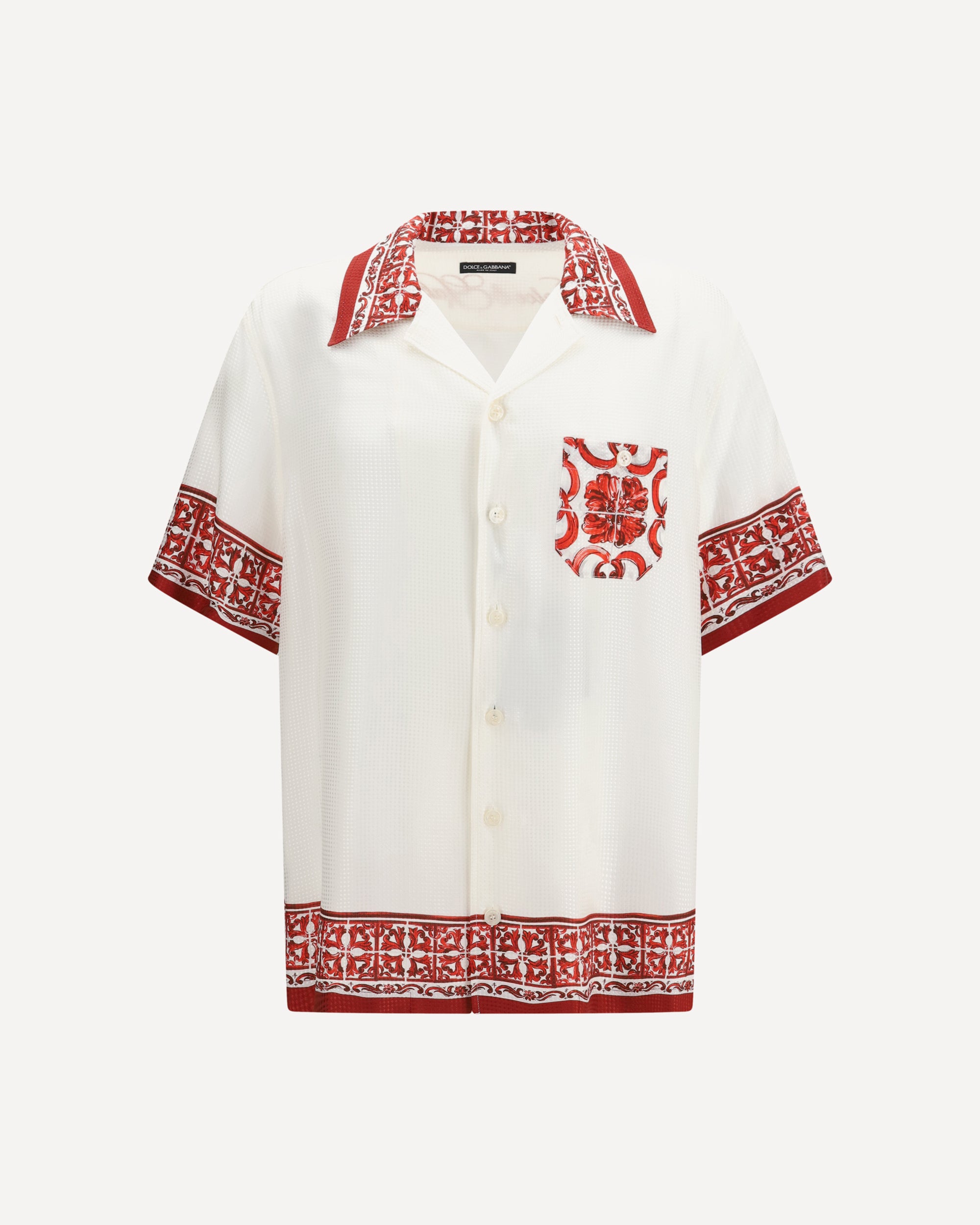 Dolce & Gabbana Hawaii Shirt in jacquard twill with majolica print
