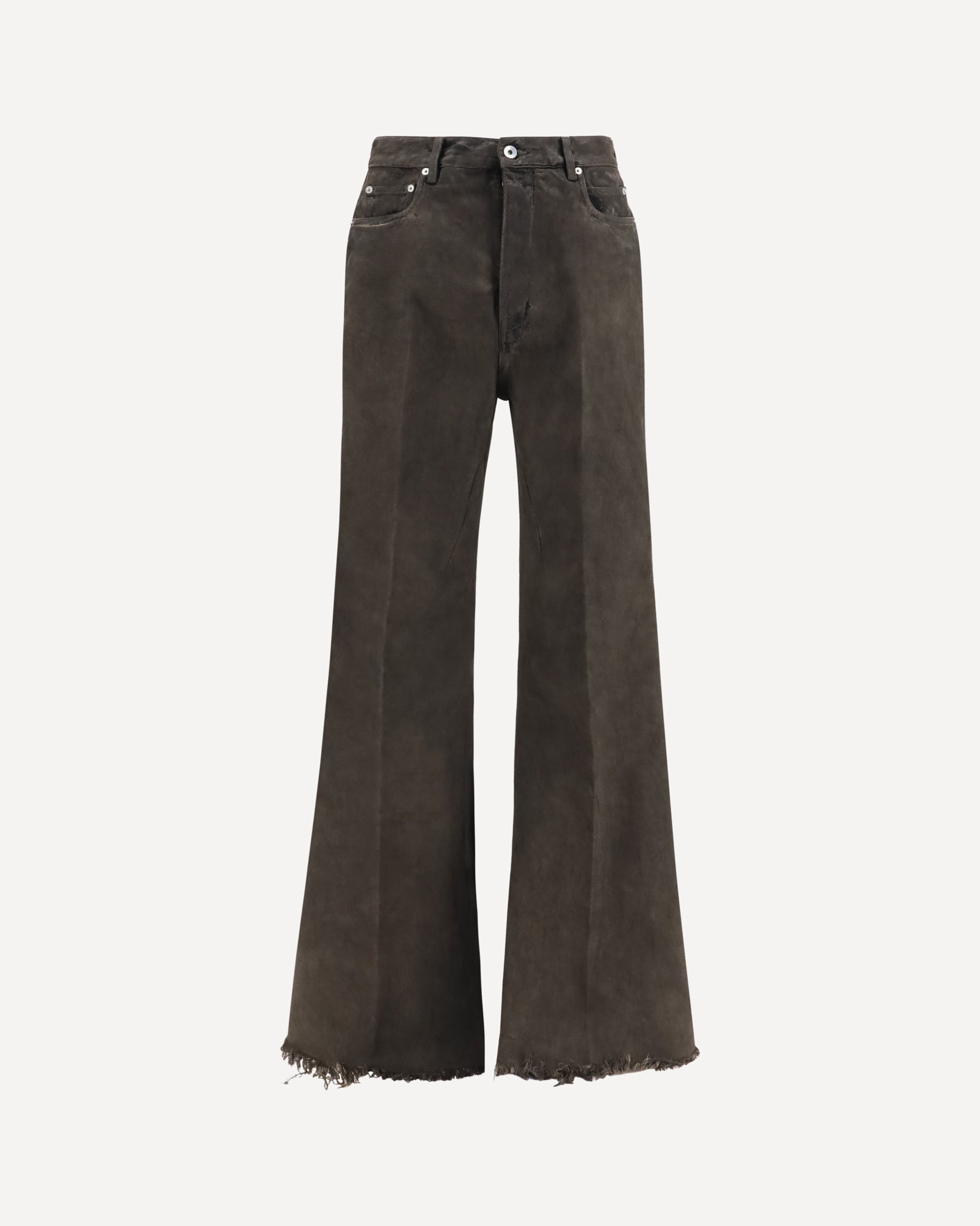 Rick Owens Flared frayed hem cotton Jeans