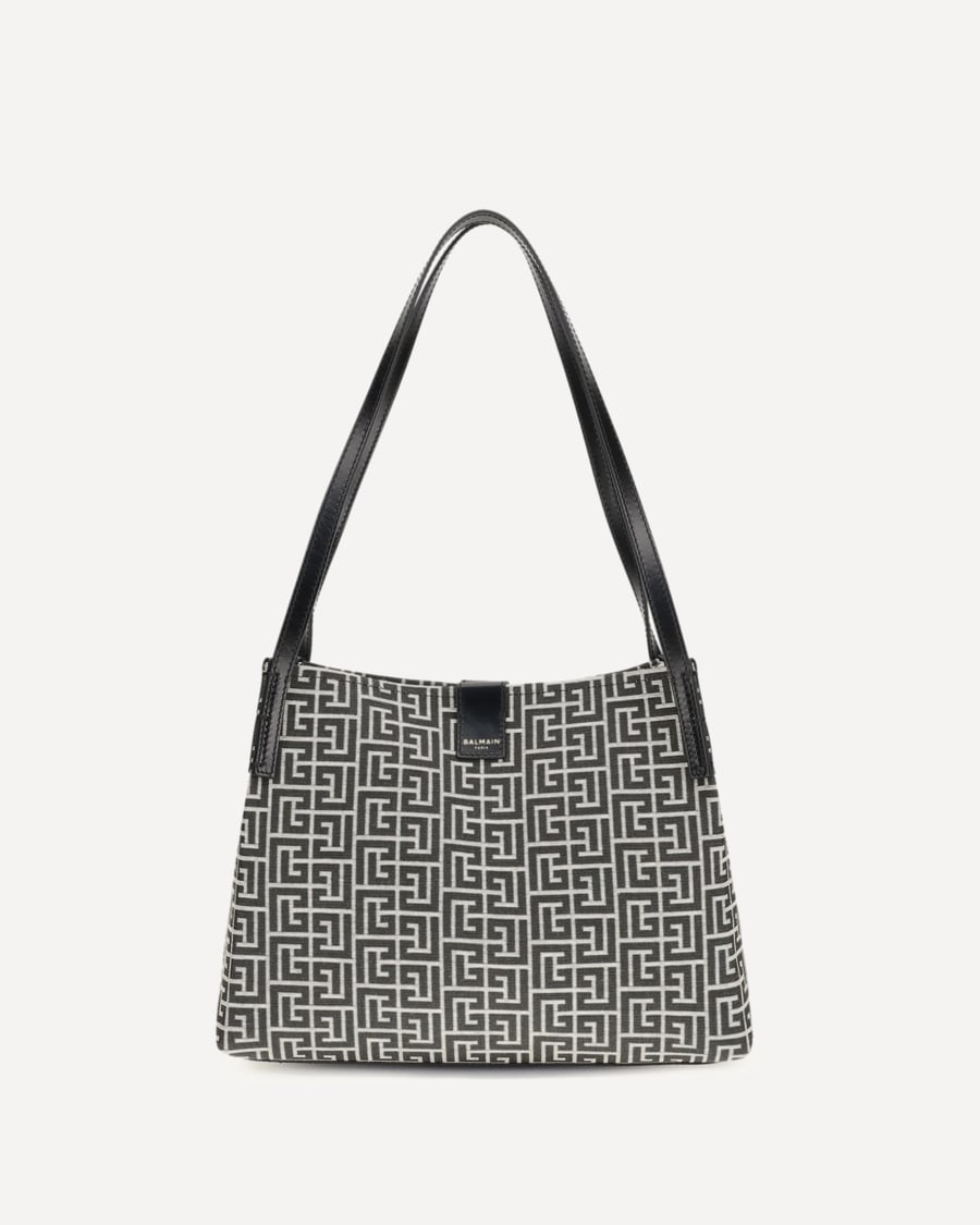 Balmain Jacquard and leather Tote Bag