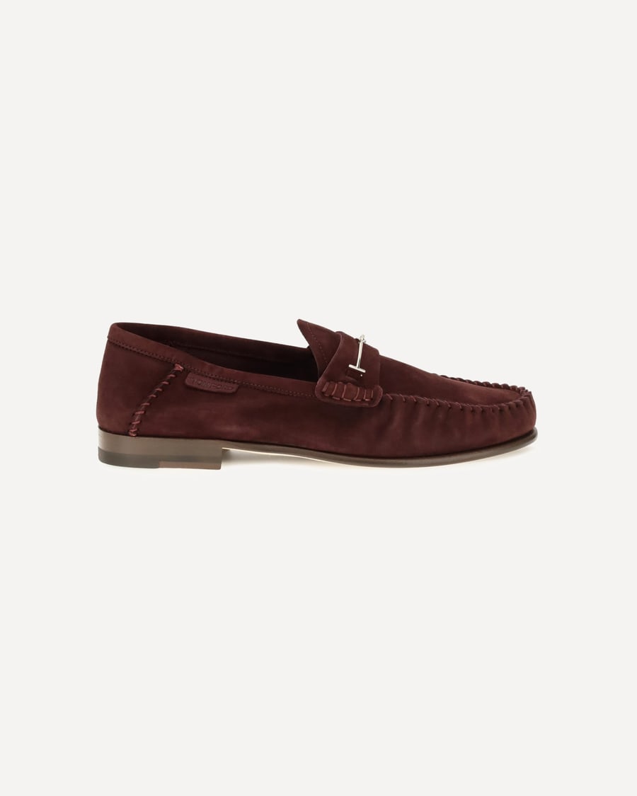 Tom Ford Suede leather T-strap Loafers, view 3