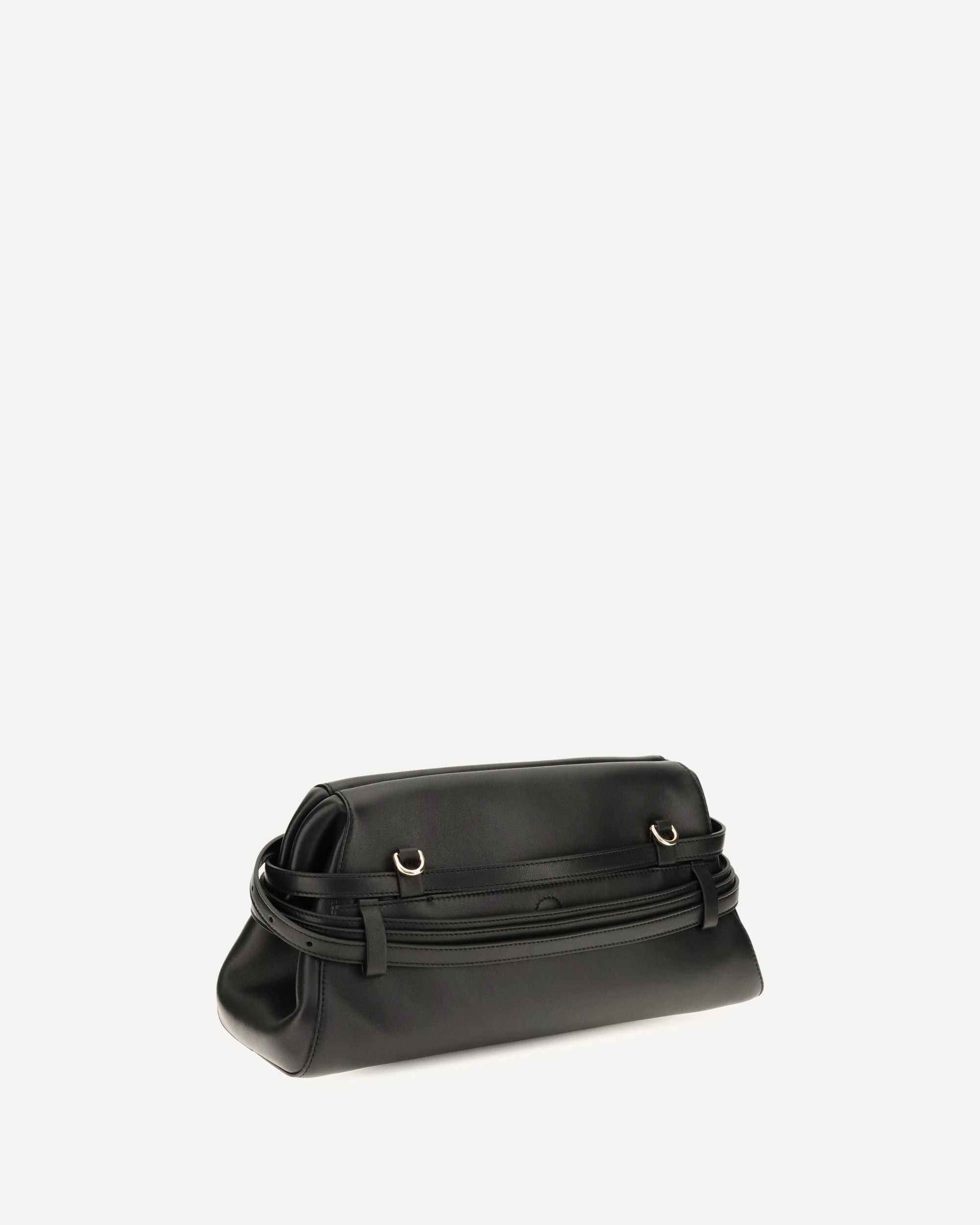 Moschino Leather Clutch with buckle detail, view 2