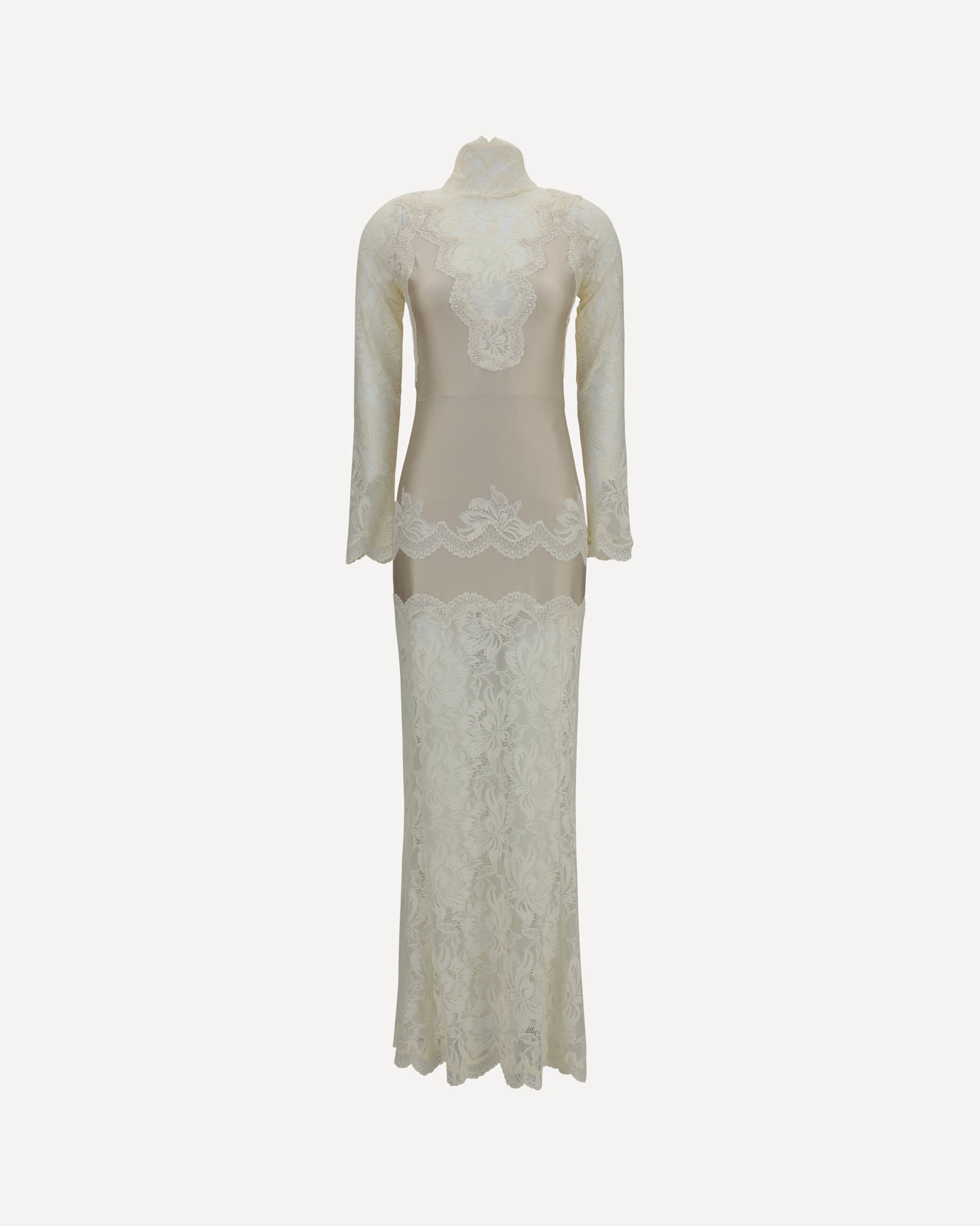 RABANNE Long lace and jersey Dress