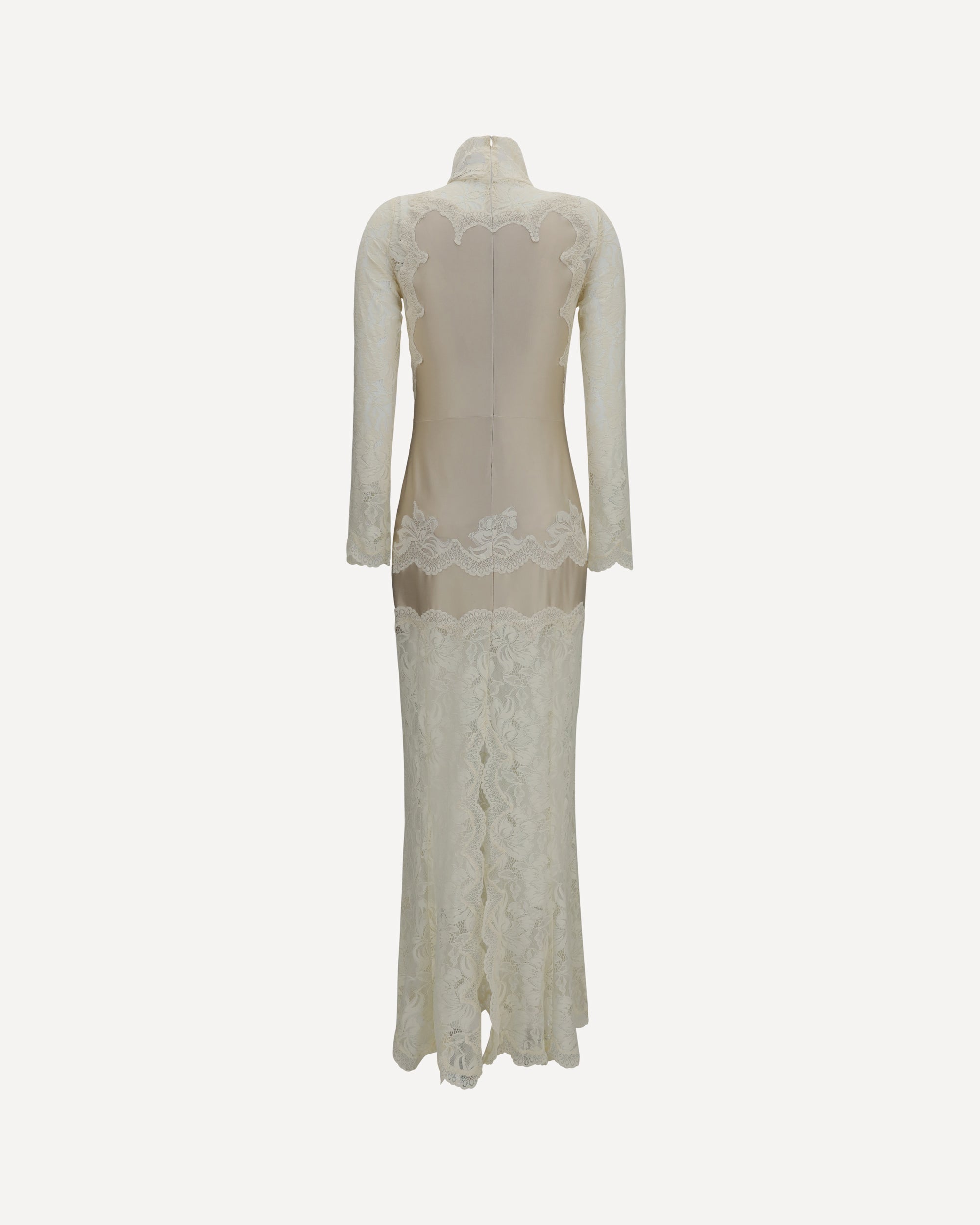 RABANNE Long lace and jersey Dress, view 2