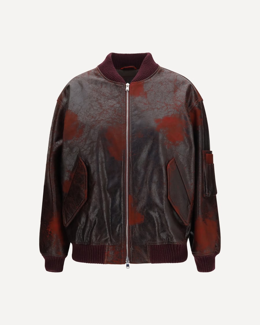 VALSTAR Oversized crackle nappa Bomber Jacket
