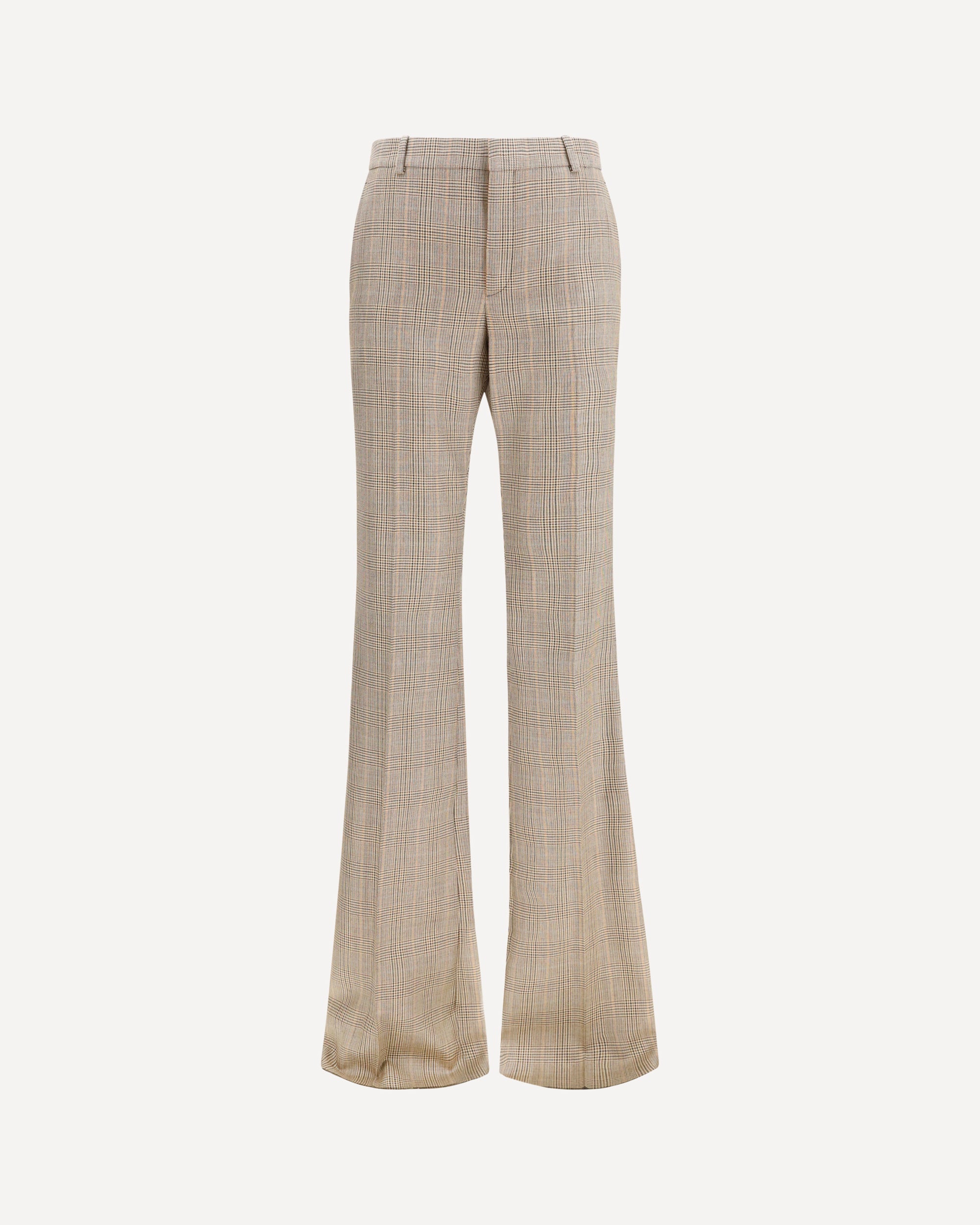 Saint Laurent Prince of Wales Houndstooth Wool Flared Pants