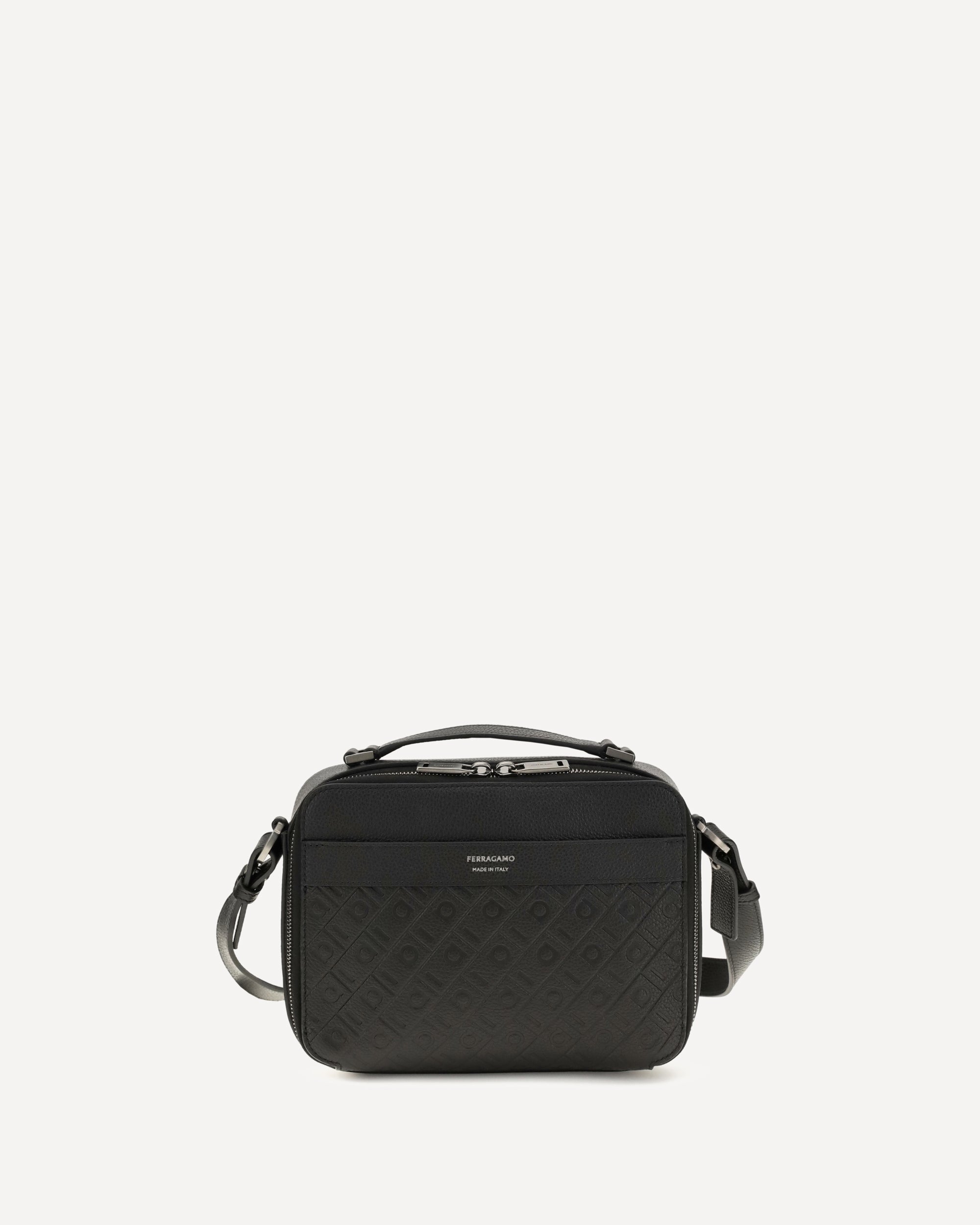 Ferragamo Leather crossbody Bag with embossed Gancini pattern